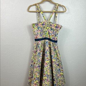 Anthropologie Viola Multicolor Pixel Pastel V-Strap Lined Halter Mod Dress 2